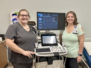 Ultrasound technicians with ultrasound machine